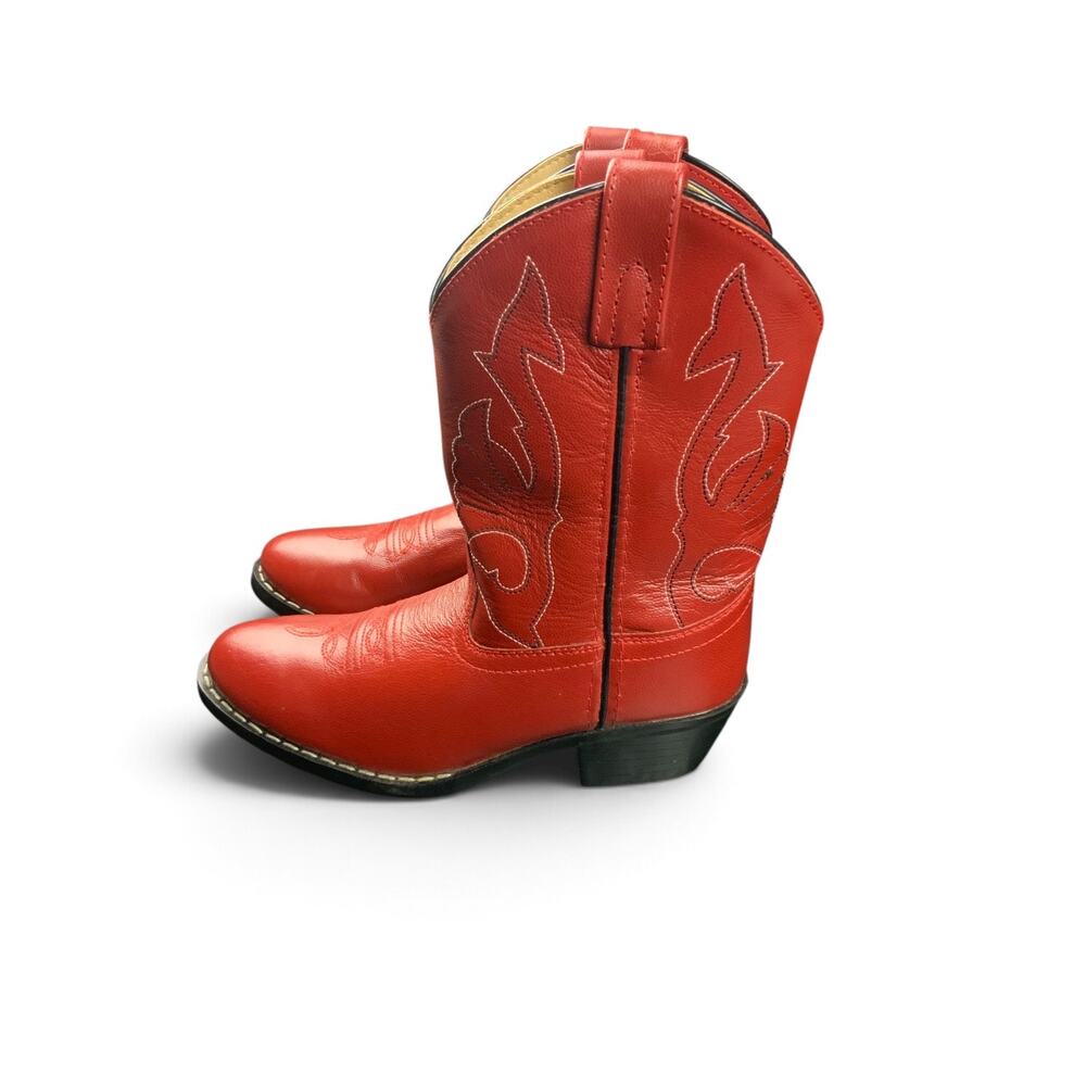 NWT Masterson Kids Size 3 M Red Leather Cowboy Western Boots RB2004 Rodeo